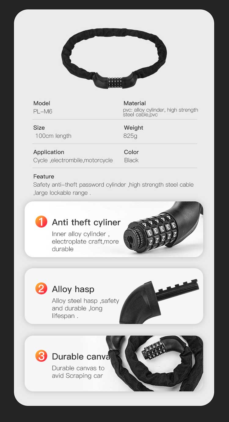 5 DIGITS PASSWORD BICYCLE LOCK 11